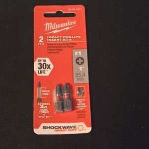 MILWAUKEE 48-32-4416 SL#6 SHOCK WAVE BITS 1 PACK OF 2 BRAND NEW BITS